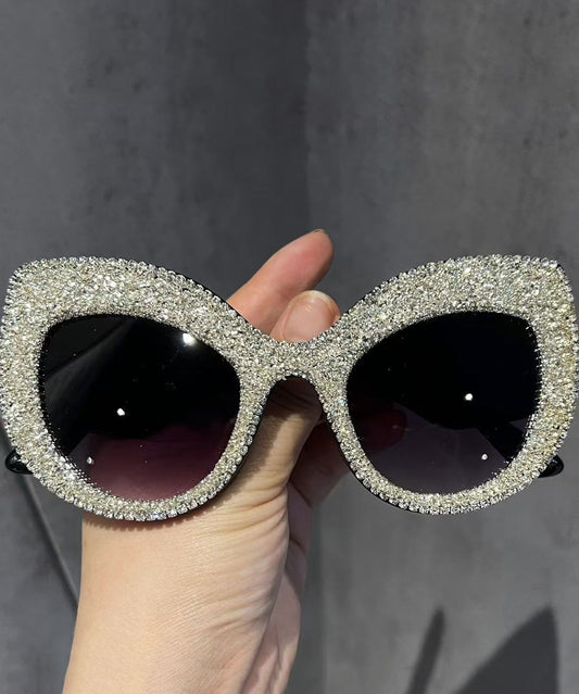 Handmade Sexy Cat Eye Gold Diamond Studded Sunglasses