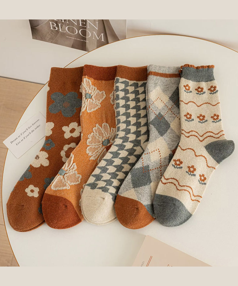 Handgefertigte dicke Jacquard-Baumwollsocken