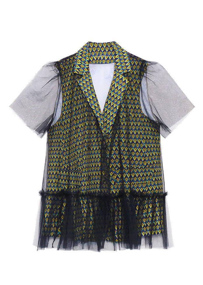 Handmade Tulle Notched Patchwork Top - SooLinen