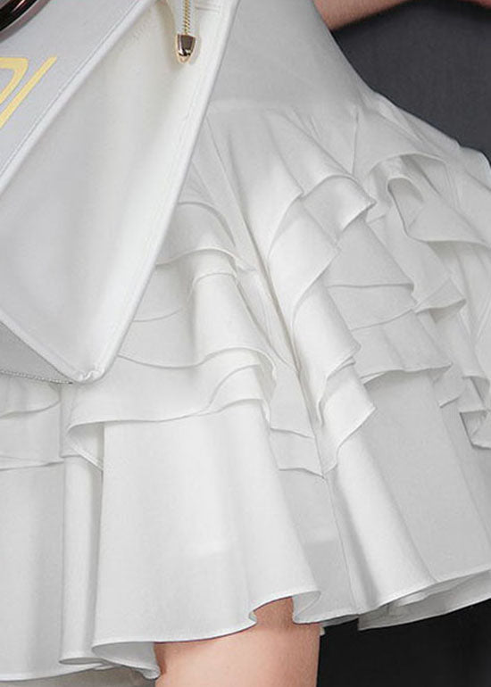 Handgemachter weißer Rüschenrock mit Reißverschluss Frühling