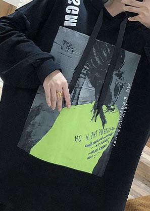 Handmade black cotton tunic pattern hooded oversized fall blouses - SooLinen