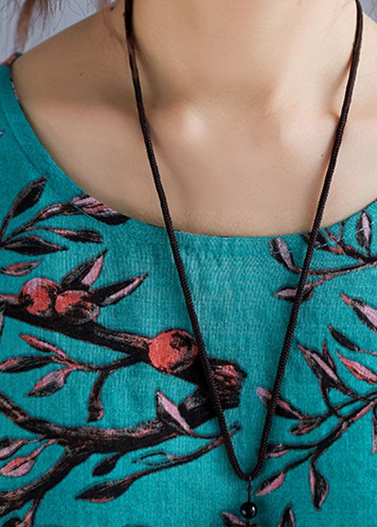 Handgemachtes florales Leinen Soft Surroundings Damen Muster O-Ausschnitt Patchwork Baumwolle Sommerkleid