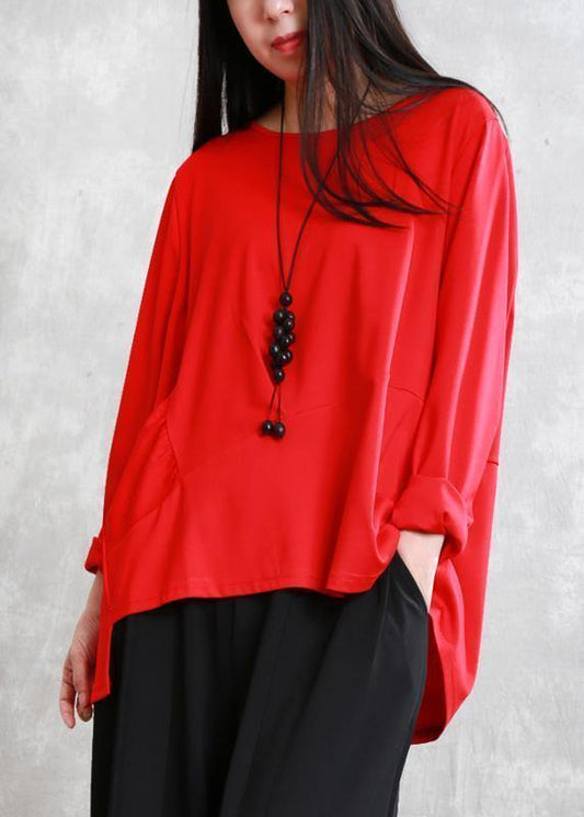 Handmade o neck asymmetric cotton tunic top Shirts black top - SooLinen