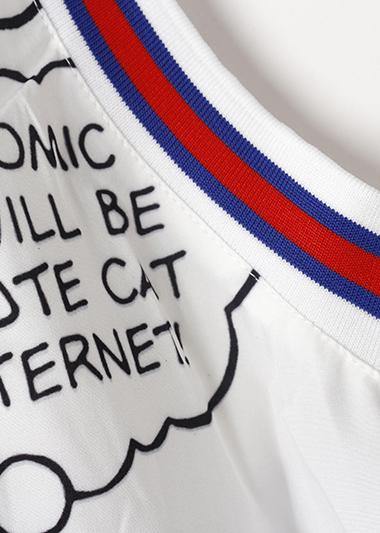 Handmade white prints cotton dresses v neck cotton summer Dress - SooLinen