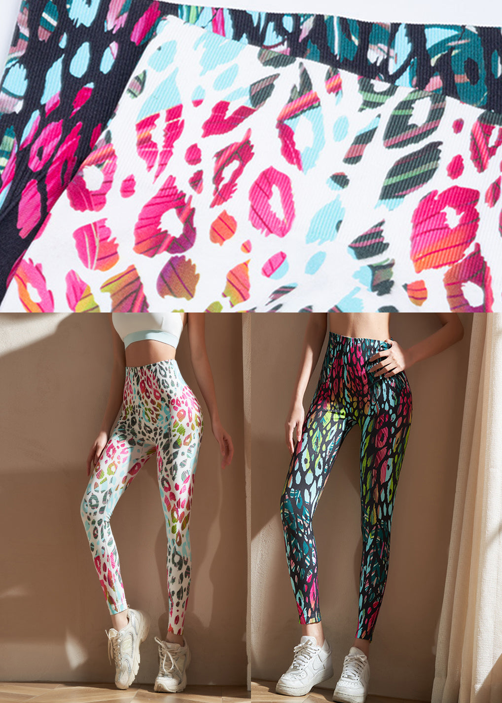 Ignite Beige Tie Dye Tummy Control Capri Athletic Leggings