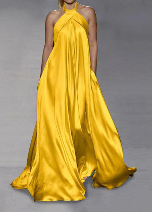 Italienisches schwarzes Neckholder-Patchwork-Sommerkleid aus massiver Seide