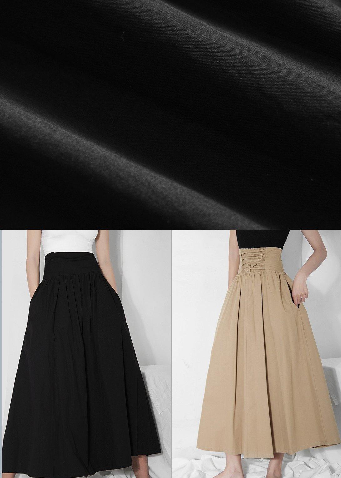 Italian Black High Waist Cinched Skirts Summer - SooLinen