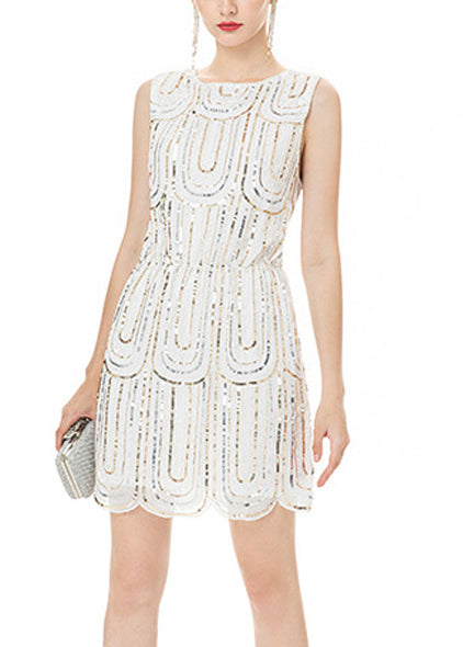 Italian Black Print Chiffon Day Dress Sleeveless