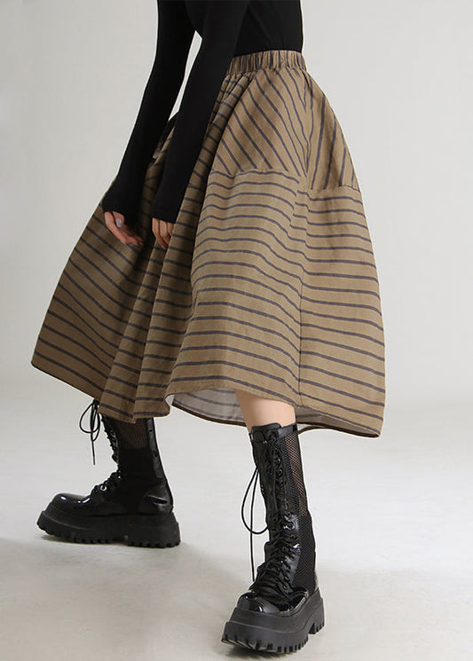 Italienische Schokolade Gestreiften mode hohe taille Röcke Frühling