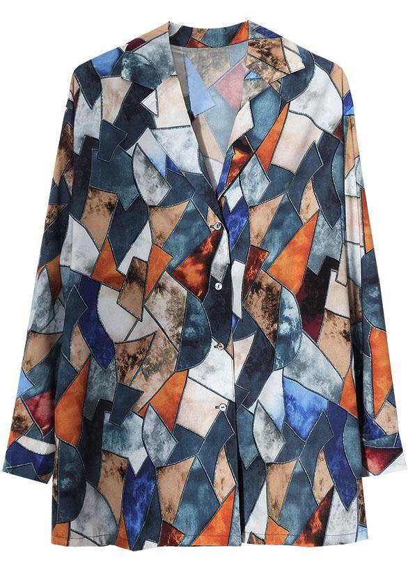 Italian Colorblock Peter Pan Collar Long sleeve UPF 50+ Shirt Tops Summer - SooLinen