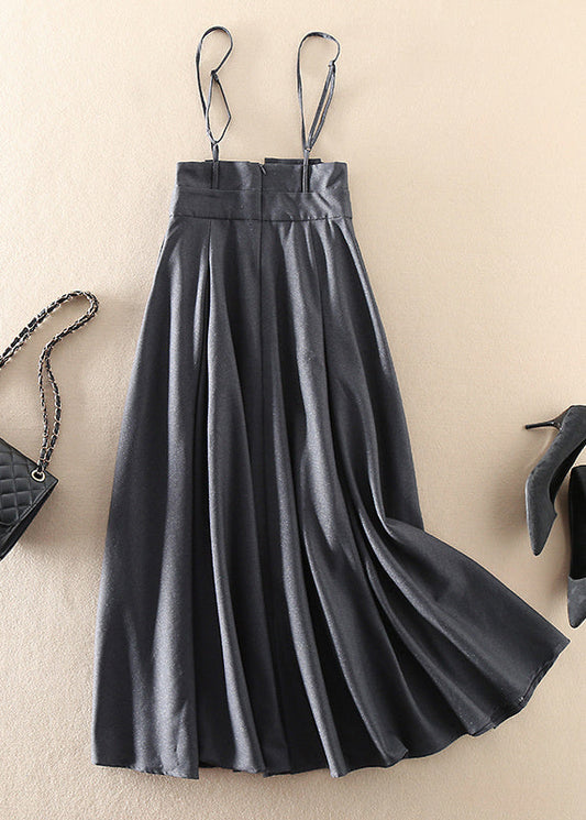 Italienische graue faltige Seidenkleider mit Reißverschlusstaschen