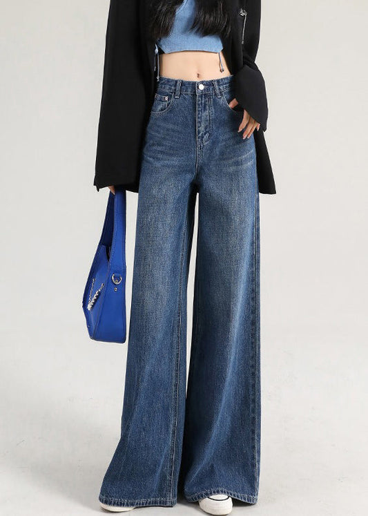 Italian Light Blue Pockets High Waist Denim Pants Spring