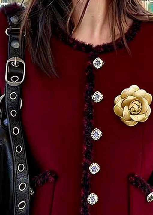 Italian Mulberry O Neck Pockets Floral Cotton Short Coat Spring