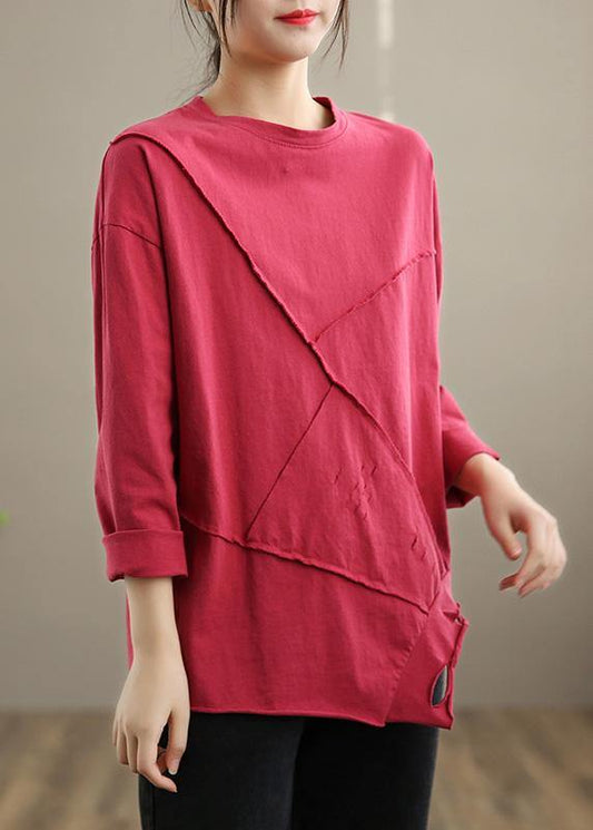 Italian O Neck Hole Spring Tops Women Blouses Cotton White Tops - SooLinen