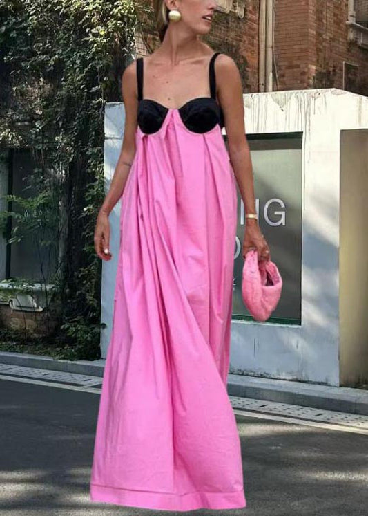 Italian Pink Bustier Top Patchwork Cotton Party Dress Summer