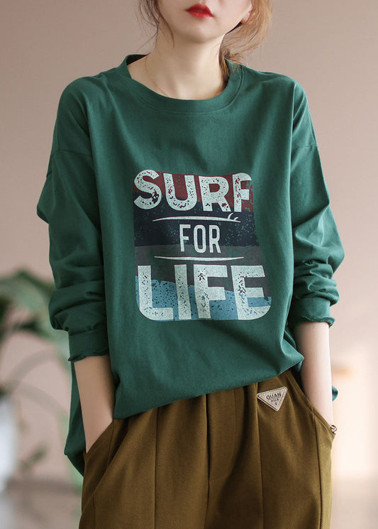 Italienisches weißes Baumwoll-Sweatshirt mit O-Ausschnitt und langem Ärmel