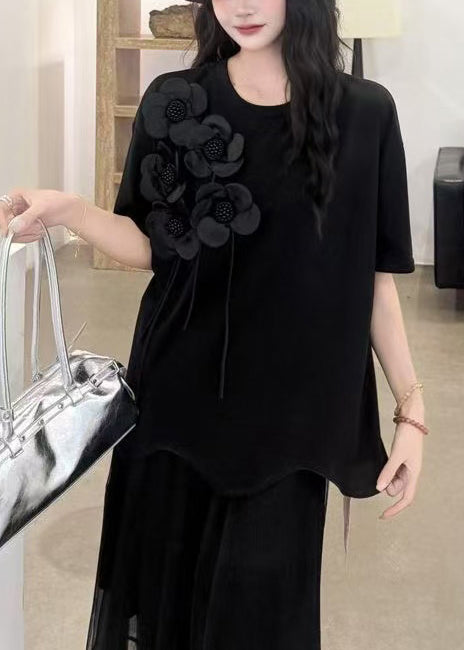 Italian White Oversized Floral Decorated Cotton Tank Summer