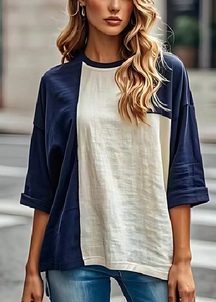 Italienisches weißes übergroßes Patchwork-Baumwoll-Tanktop für den Sommer