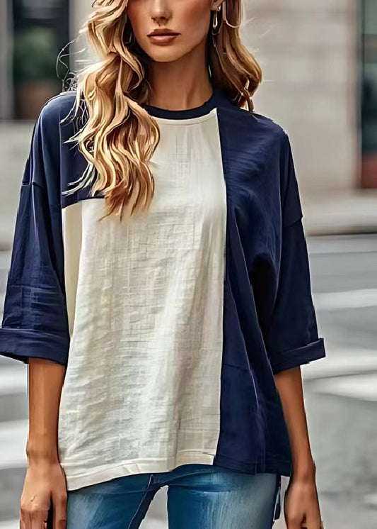 Italienisches weißes übergroßes Patchwork-Baumwoll-Tanktop für den Sommer