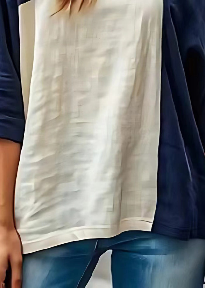 Italienisches weißes übergroßes Patchwork-Baumwoll-Tanktop für den Sommer