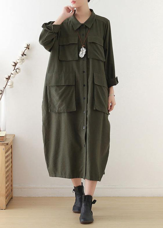 Italian lapel pockets Plus Size clothes For Women black Knee women coats fall - SooLinen