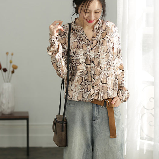 Italienische rosa braune feine Modeideen mit V-Ausschnitt Plus Size Kleidung Blusen