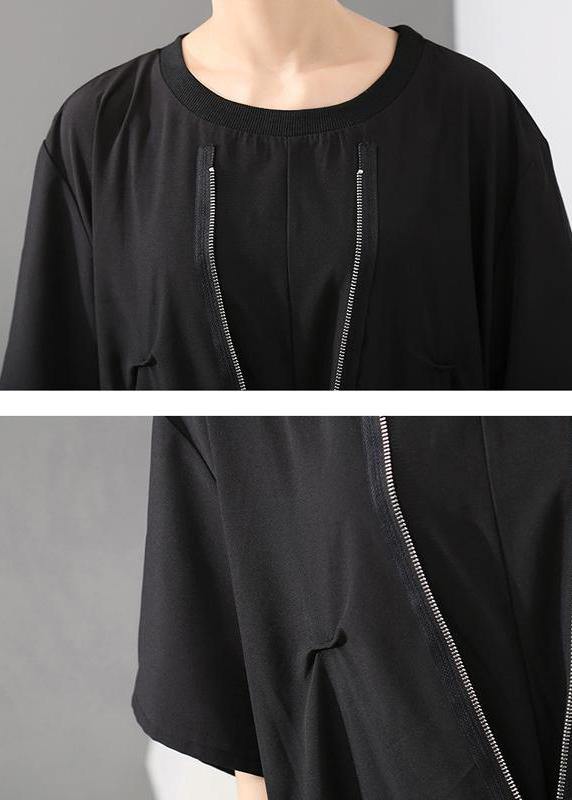 Italian plus size Irregular Cut Loose Round Neck Fashion Dress - SooLinen