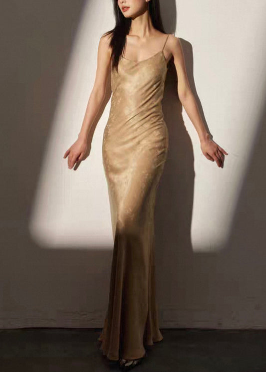 Jacquard Dark Gray Backless High Waist Cotton Spaghetti Strap Dress Sleeveless