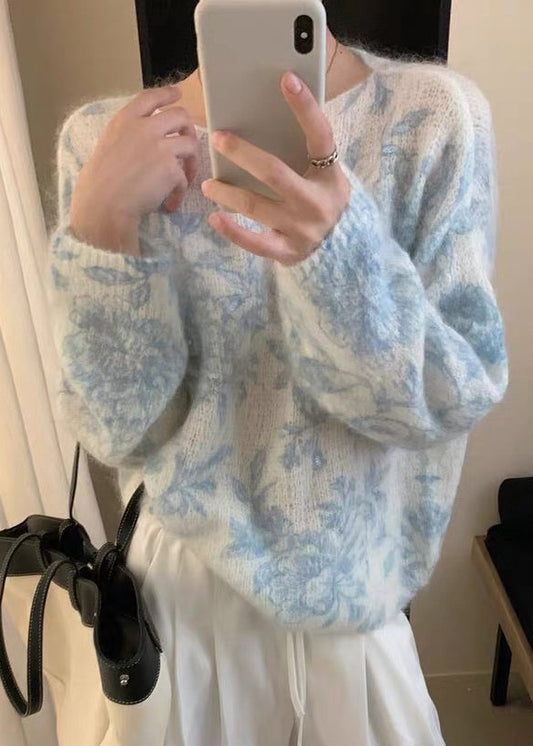 Jacquard-Pullover aus rosa bestickter Zirkonwolle, Frühling