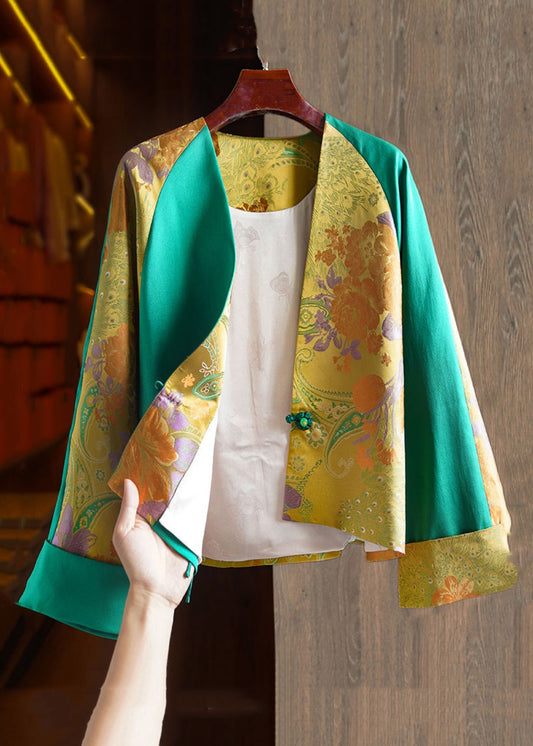 Camisas de algodón con cuello en V y botones de patchwork de jacquard para primavera