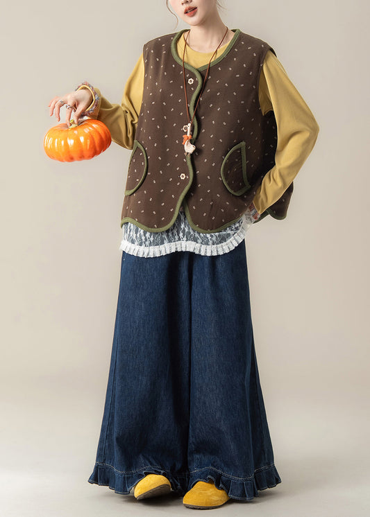 Set aus asymmetrisch bedruckter Weste und T-Shirt-Hose im japanischen Stil für den Herbst