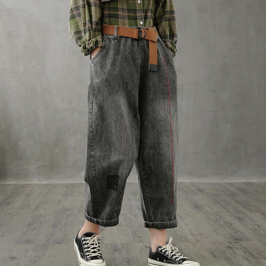 Jeans children's loose plus size straight nine-point casual pants - SooLinen