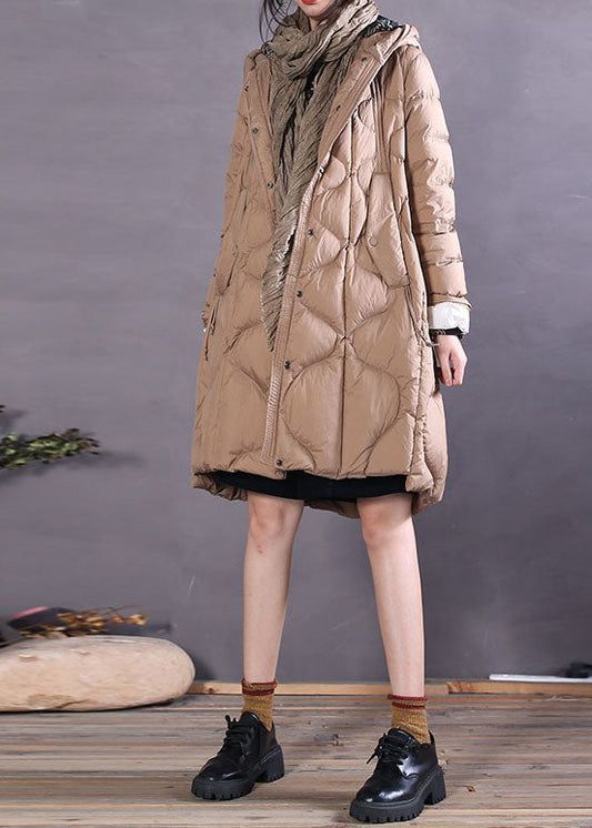 Khaki Button Duck Daunenmantel Zip Up Winter