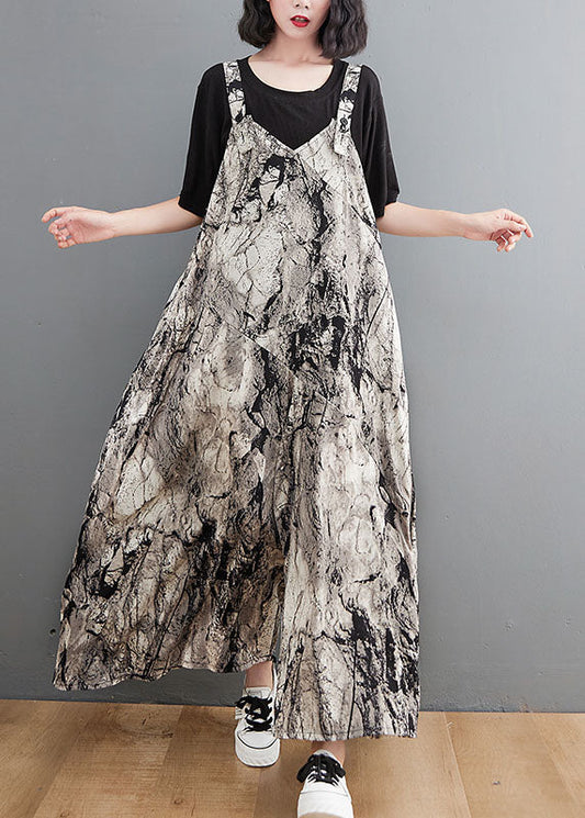 Khaki Pockets Wide Leg Print Fall Romper Outfit