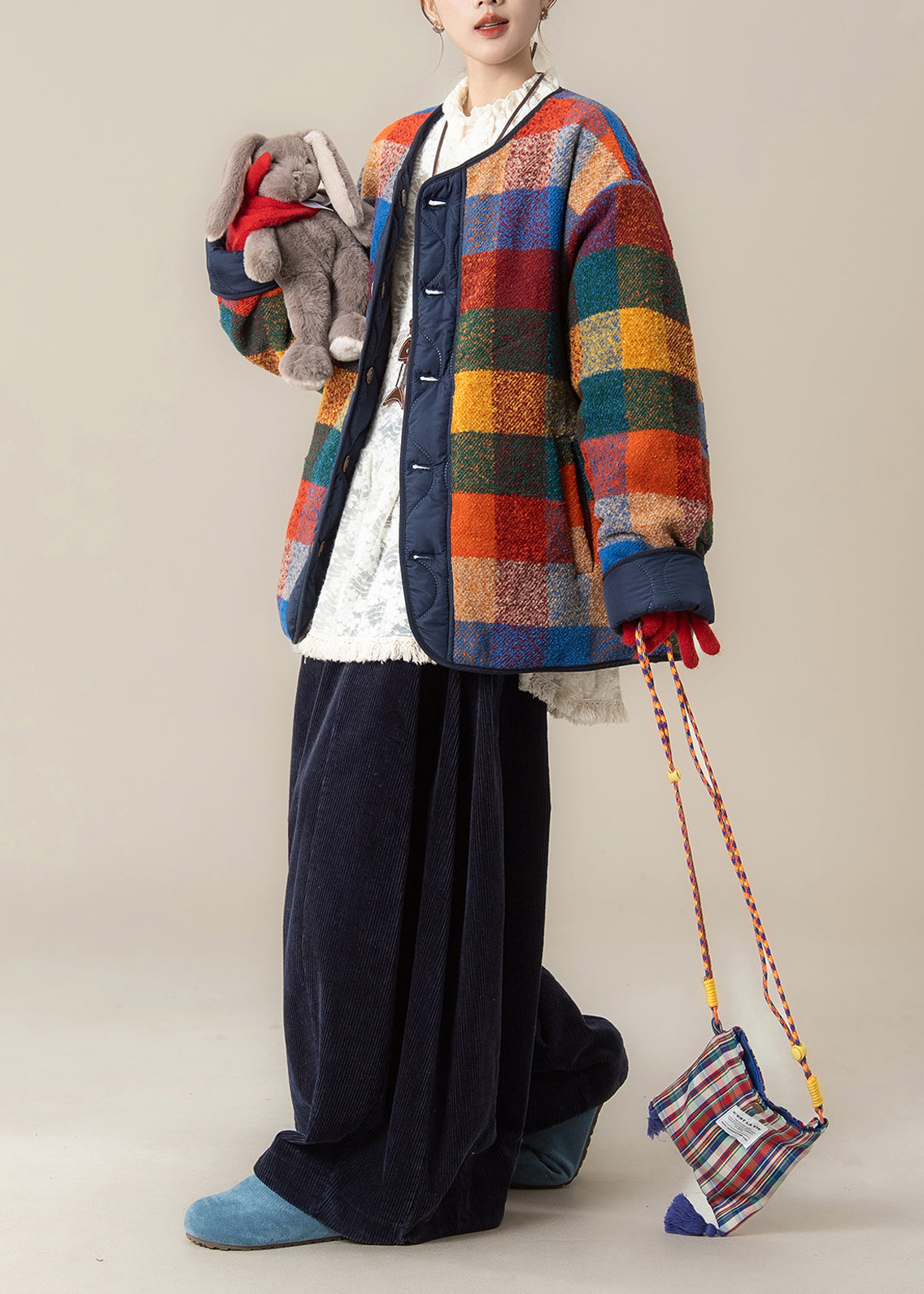 Korean Style On Both Sides Fine Cotton Filled Coat 3 Piece Outfit Winter