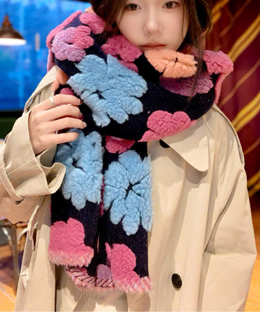 Korean Style Three-Dimensional Flower Thick Warm Scarf