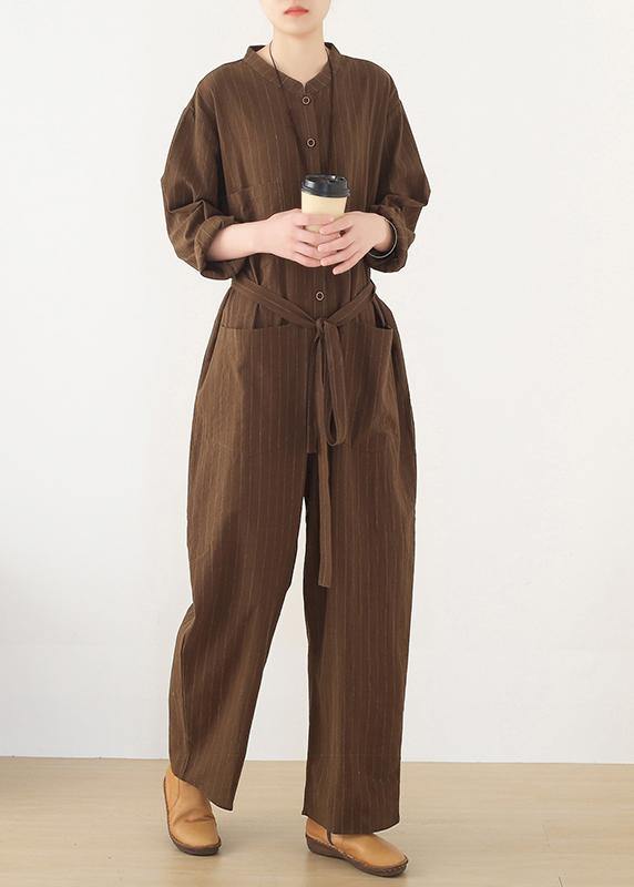 Korean brown style loose plus size women's casual all-match overalls - SooLinen