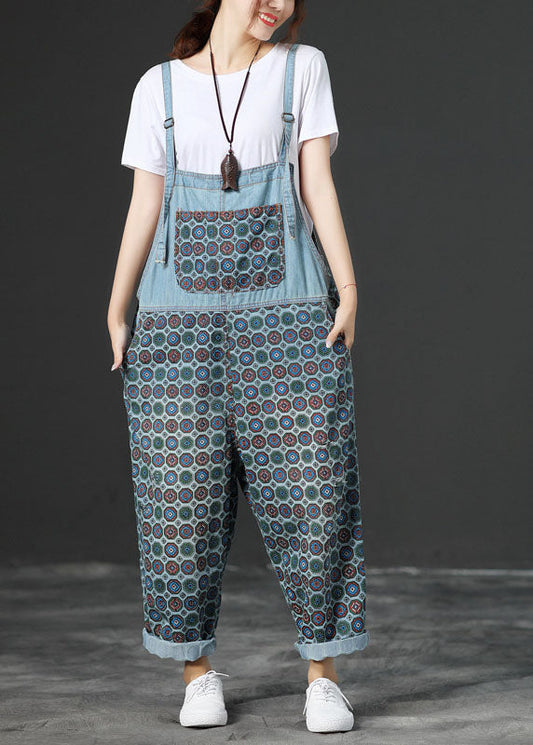 Hellblaue Taschen Denim Jumpsuits Frühling