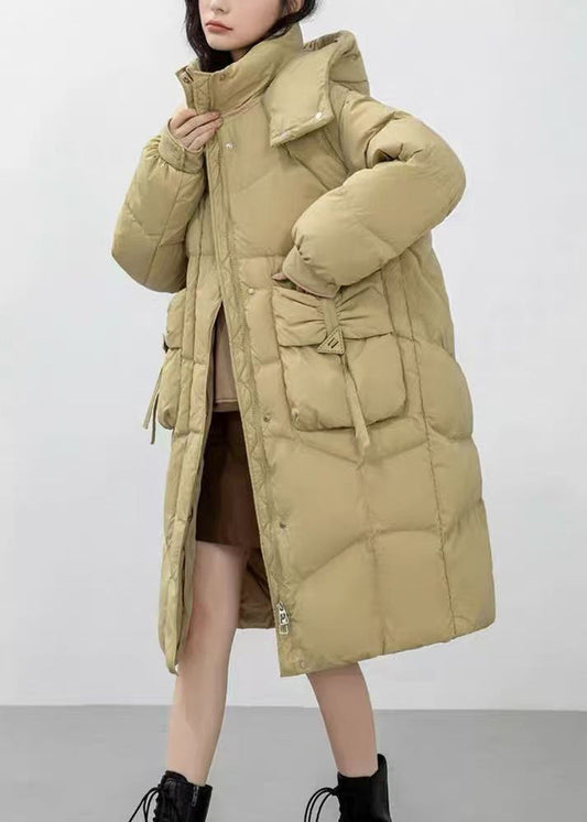 Hellgrüne Wintermäntel mit Entendaunen, Oversize, knitterig