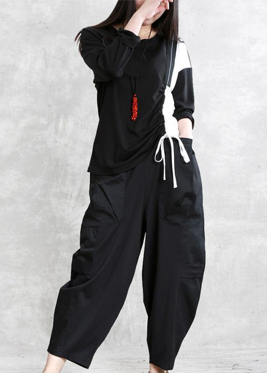 Literary personality wide-leg pants women solid spring loose casual pants - SooLinen