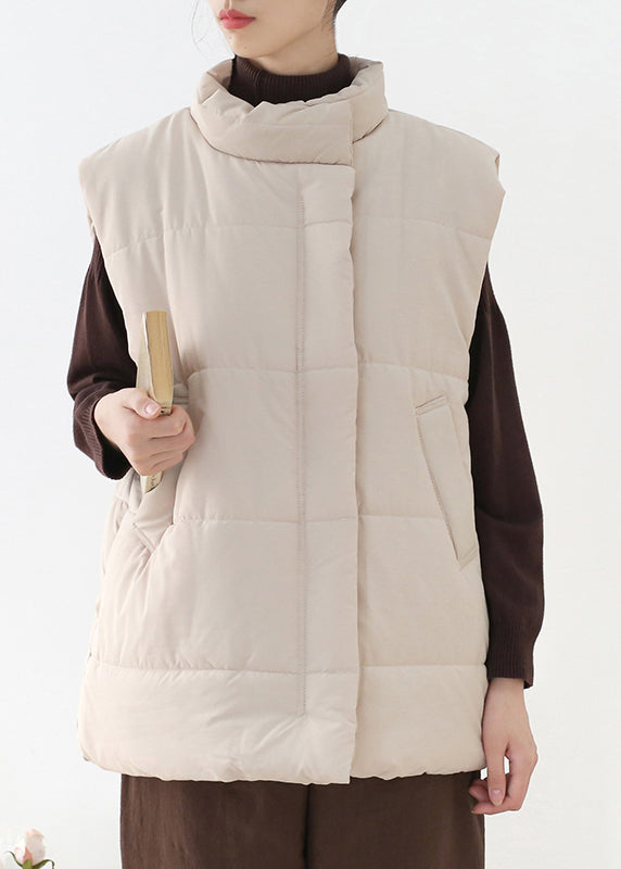 Lose Apricot Stehkragen Reißverschluss Warme Dicke Parka Weste Winter