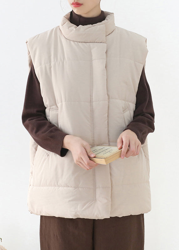 Lose Apricot Stehkragen Reißverschluss Warme Dicke Parka Weste Winter