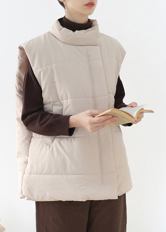 Lose Apricot Stehkragen Reißverschluss Warme Dicke Parka Weste Winter
