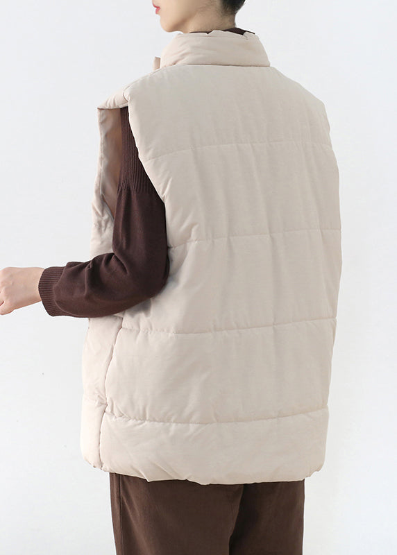 Lose Apricot Stehkragen Reißverschluss Warme Dicke Parka Weste Winter