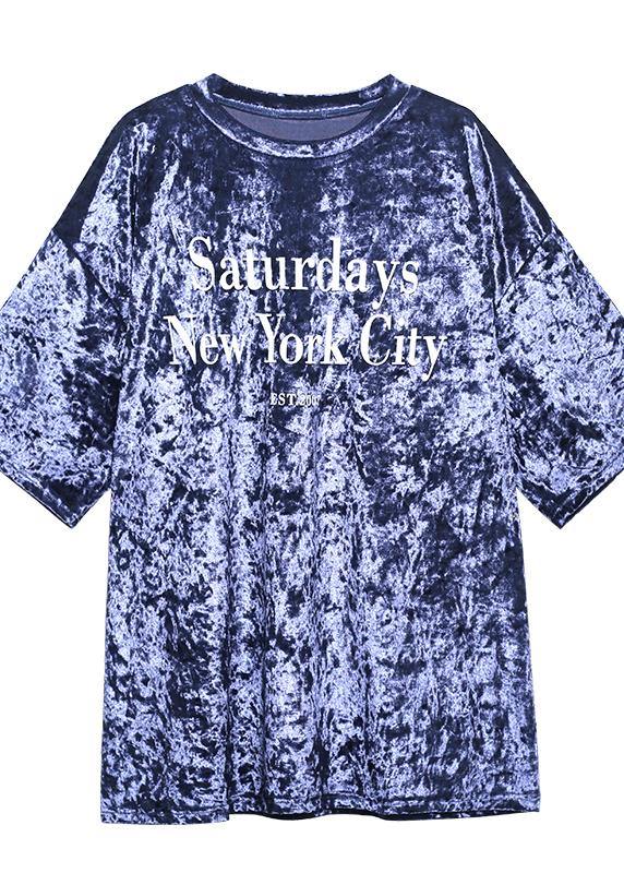 Loose Black Letter Tops Women Blouses O Neck Loose Spring Top - SooLinen