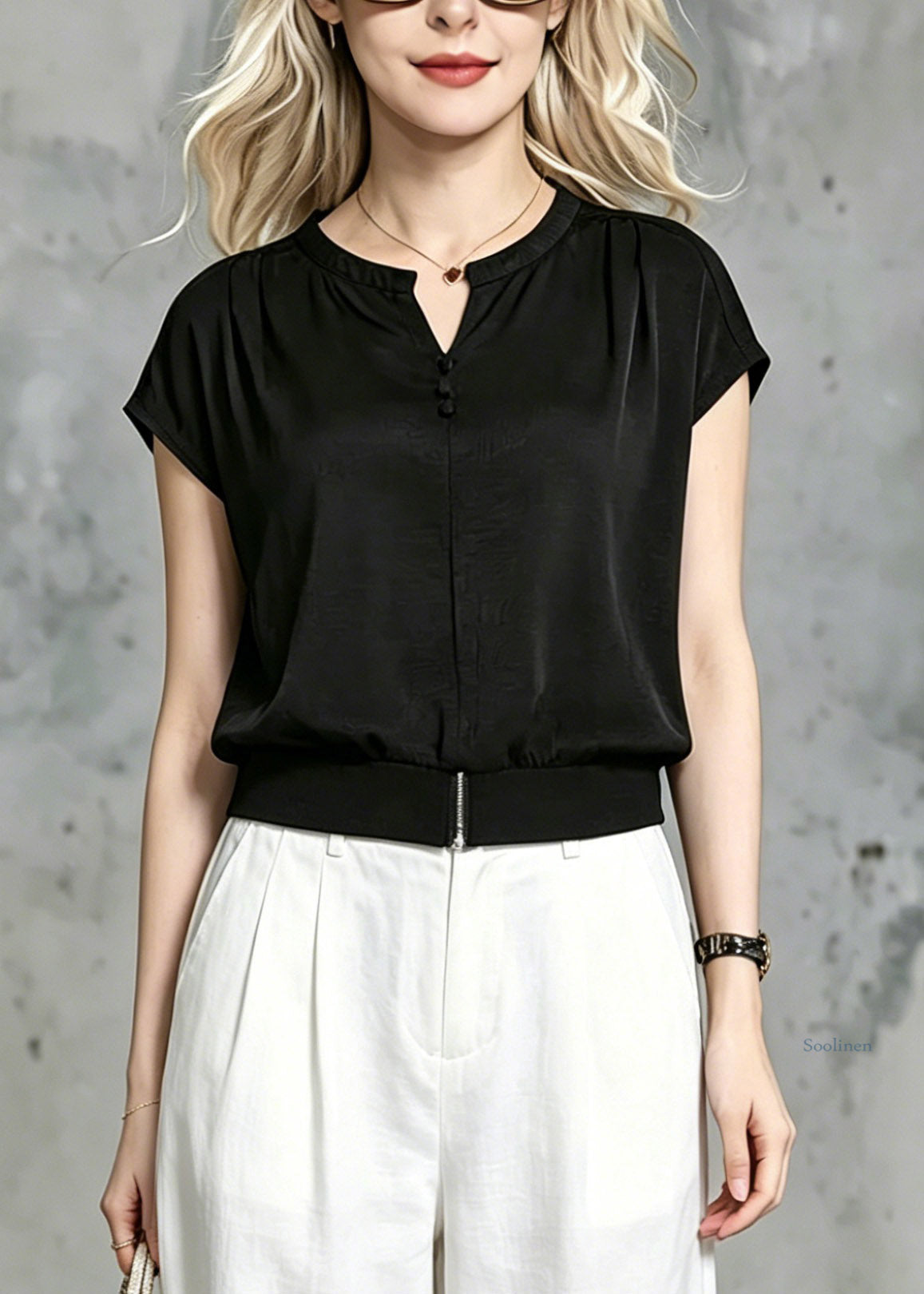Loose Black O-Neck Solid T Shirt Summer