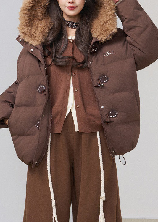 Parka de invierno holgada con capucha y cordón de algodón con patchwork para café