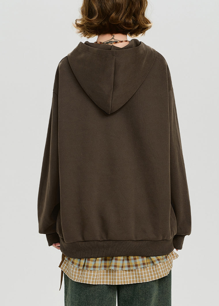 Lockeres Sweatshirt mit Kapuze und Print aus Baumwolle, Frühlingsform