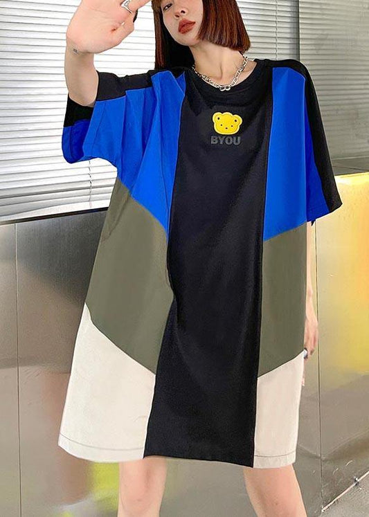 Loose Color block Loose Casual Maxi Dress Summer - SooLinen