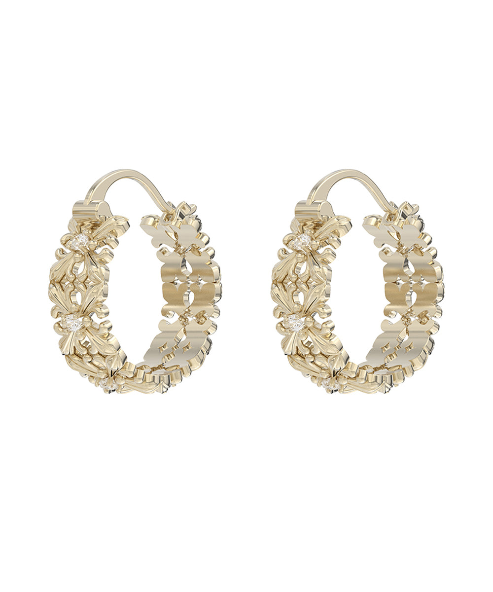 Loose Gold Copper Overgild Zircon Iris Hoop Earrings